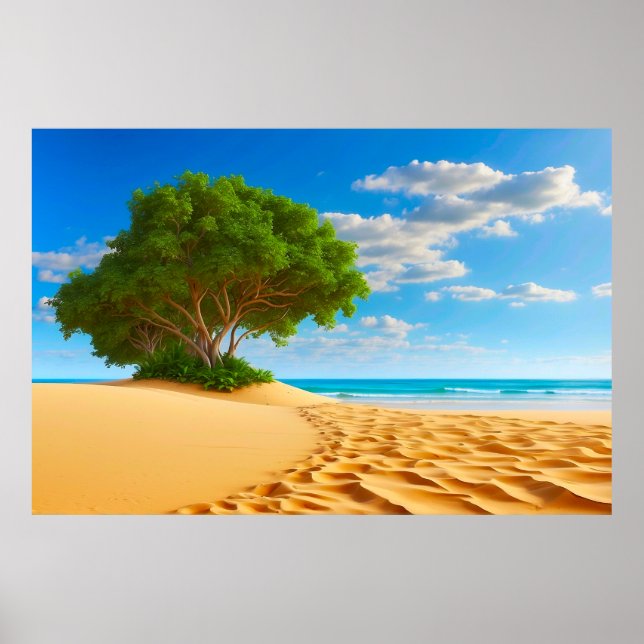 Poster Deserted Tropical Island Sandy Beach  (Frente)