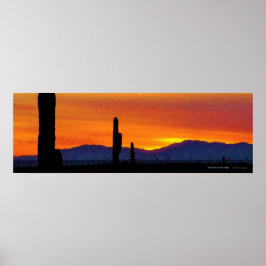 Poster Deserto de Arizona Laranja Brilhante Saguaro Cacto
