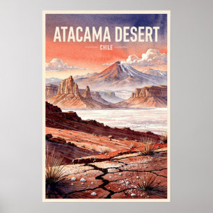 Poster Deserto de Atacama Chile Viagem Vintage