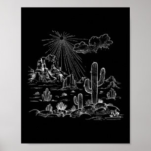 Poster Deserto de Cacto Ocidental Hiking Montanhismo Para