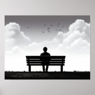 Poster Deserto de Fantasia Sombria com Horizonte Verde Si
