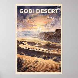 Poster Deserto de Gobi Mongólia Viagem Vintage