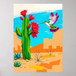 Poster Deserto Florido & Beija-flor – Pop Art do Sudoeste