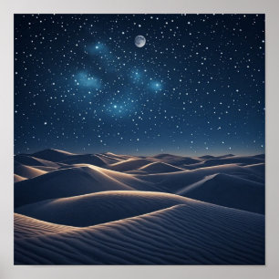Poster Deserto Silencioso Sob a Luz das Estrelas