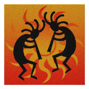 Pôster Deserto tribal do sudoeste Sun Kokopelli