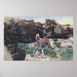 Poster Deserto vermelho, WY - garanhão selvagem do