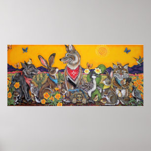 Poster Deserto Vida Selvagem Humorística do Sudoeste Pos