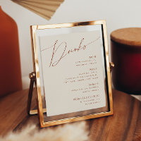 Deserto Whimsic | Menu Beige Wedding Drinks