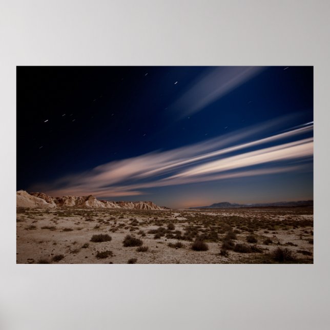 Poster Desertos | Deserto de Navarre Bardenas à Noite (Frente)