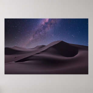 Poster Desertos   Via Láctea Céu Estrelado Duna de Areia 