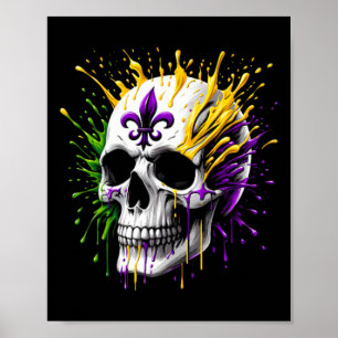 Poster Desfile de Carnaval de Mardi Gras Caveira Gordo No