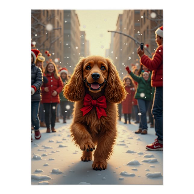 Pôster Desfile de Natal do Cocker Spaniel Pintura de Feri (Frente)
