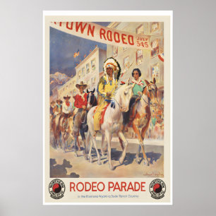 Poster Desfile de Rodeio em Montana Cartaz de Viagem Vint