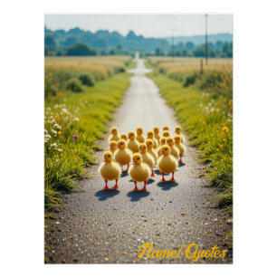 Pôster Desfile Dourado – Patinhos em uma Estrada Rural