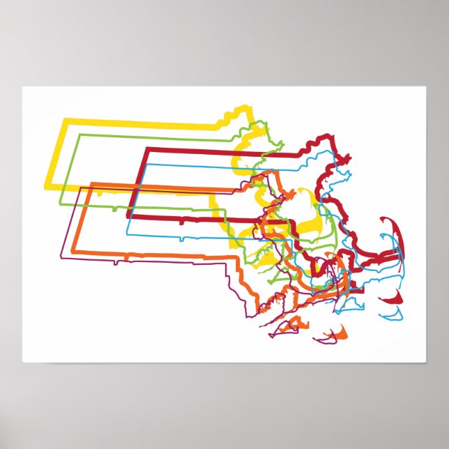 Pôster desfoque do orgulho de Massachusetts (Frente)
