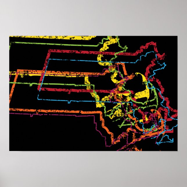 Poster desfoque do orgulho de Massachusetts (Frente)