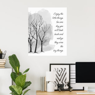 Poster Desfrute Pequenas Coisas Citação Inspiradora de Vi