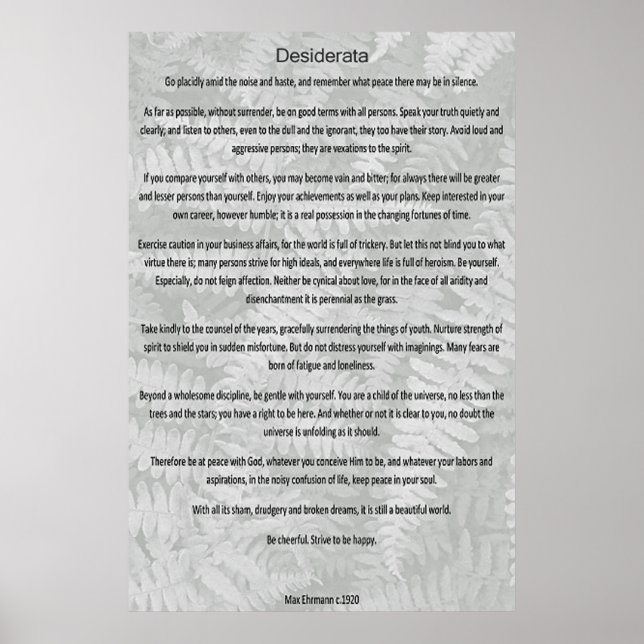 Poster Desiderata (Frente)