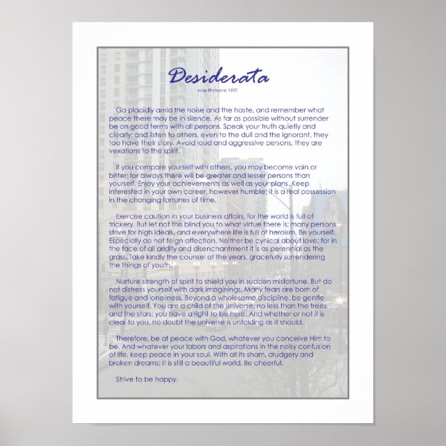 Pôster Desiderata (Frente)