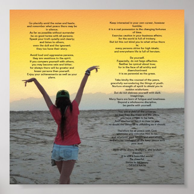 Pôster Desiderata 6 por 6 polegadas (Frente)
