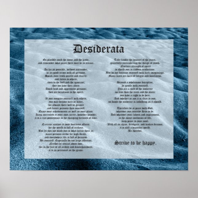 Poster Desiderata - Areia de Mudança (Frente)