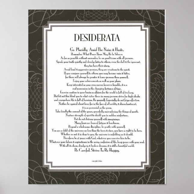 Pôster DESIDERATA Blackswirl Sans (Frente)