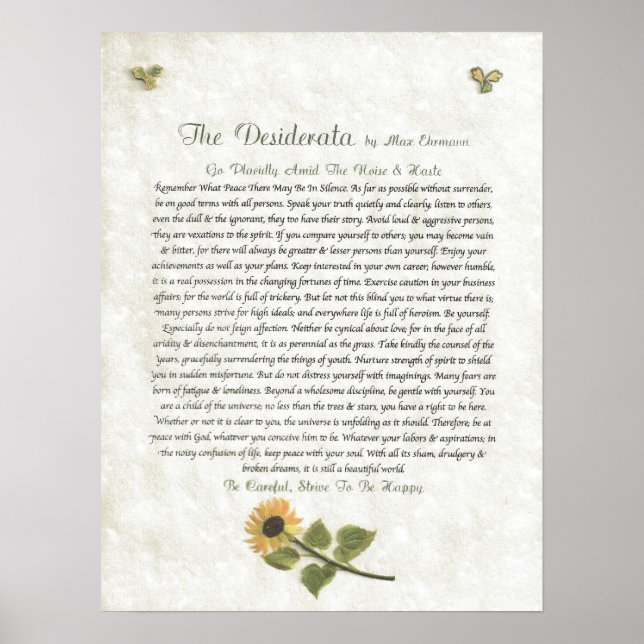 Pôster DESIDERATA  Careful Daisies (Frente)