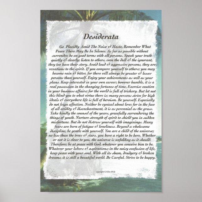 Pôster DESIDERATA Carek Palm Beach (Frente)