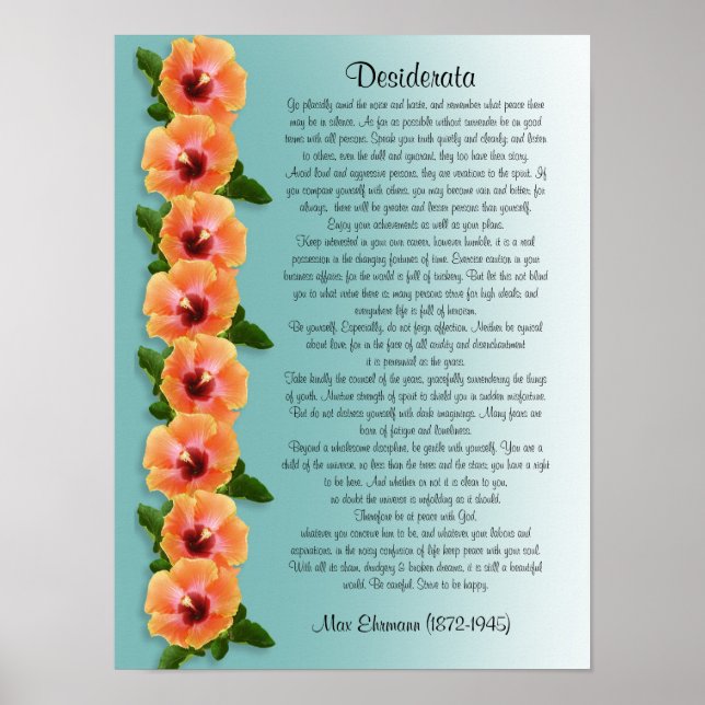 Poster Desiderata "coisas desejadas" fronteira de Hibiscu (Frente)
