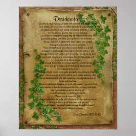 Poster Desiderata "coisas desejadas",Ivy em pergaminho