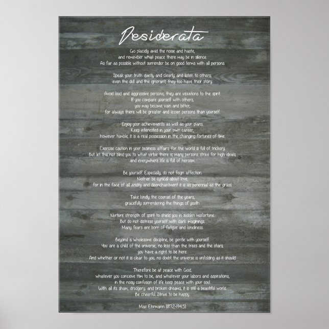 Poster Desiderata "Coisas Desejadas" na Parede Concreta (Frente)