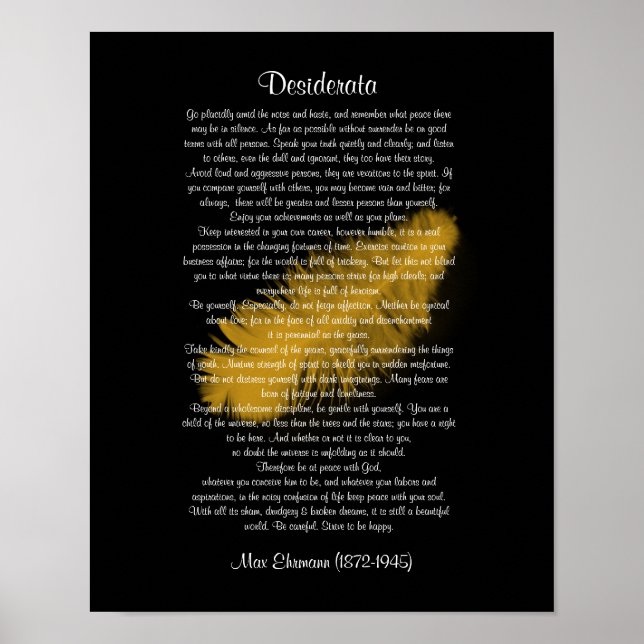 Poster Desiderata "coisas desejadas" Ouro preto (Frente)
