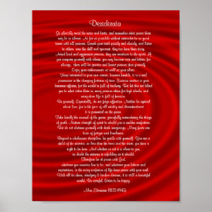 Pôster Desiderata "coisas desejadas", prosa em vermelho