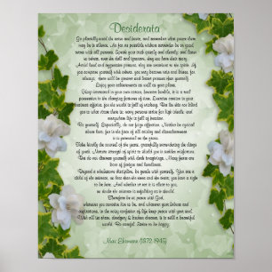Pôster Desiderata "coisas desejadas", prosa Ivy floral