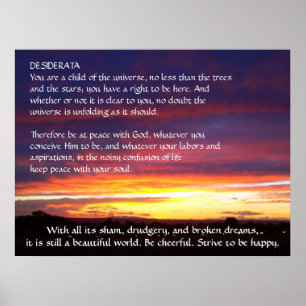Pôster DESIDERATA do por do sol