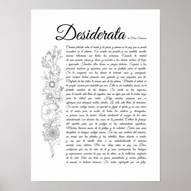 Poster Desiderata em espanhol (Frente)