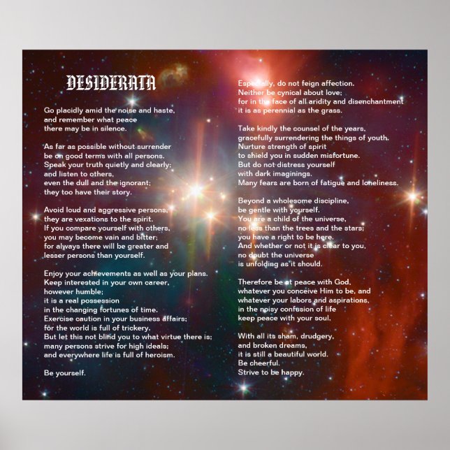 Pôster Desiderata em Galáxia Coroneta (Frente)