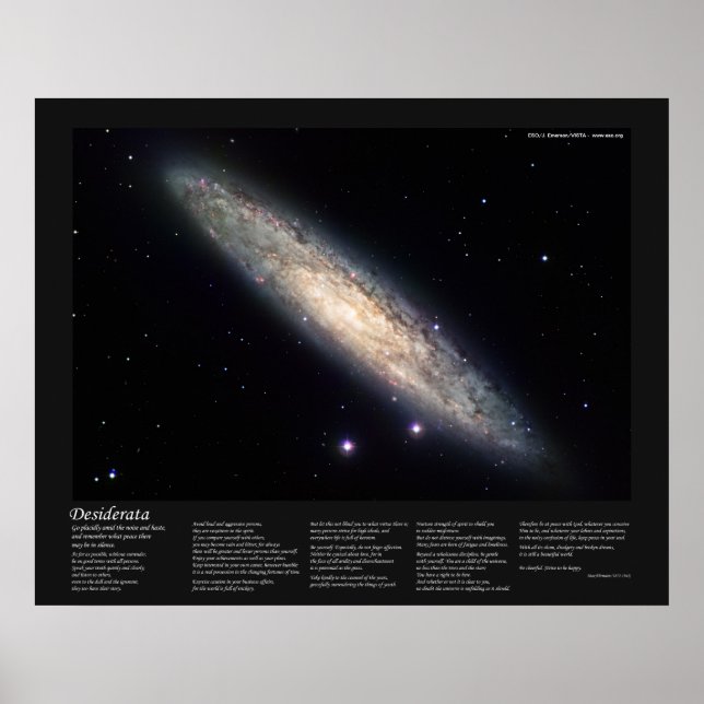 Poster Desiderata em Galáxia Espiral NGC 253 (Frente)