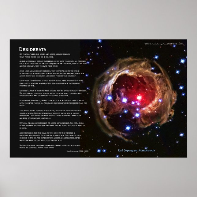 Poster Desiderata - Estrela Supergigante Vermelha V838 Mo (Frente)