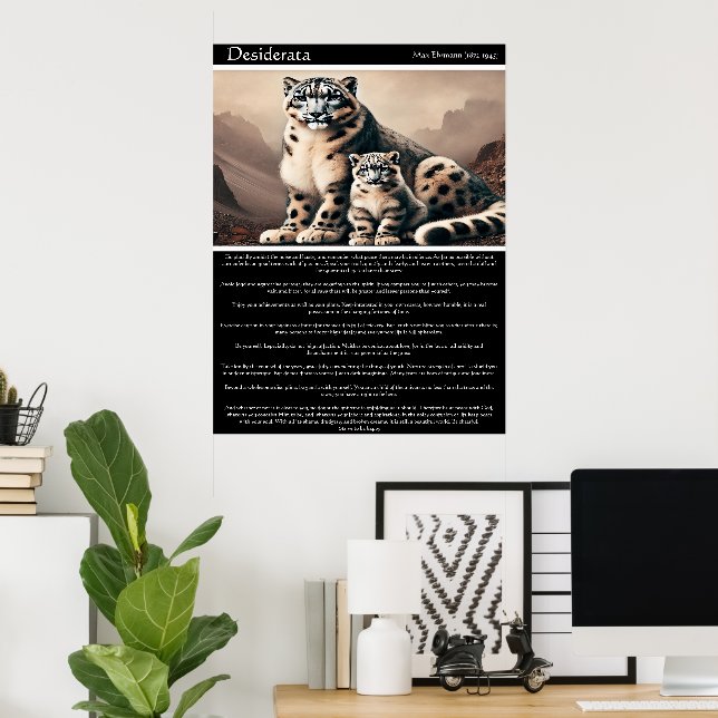 Poster Desiderata: Leopardo e Cubo da Neve Pacífica (Escritório em casa)