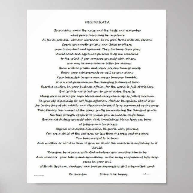 POSTER DESIDERATA MAX EHRMANN (Frente)