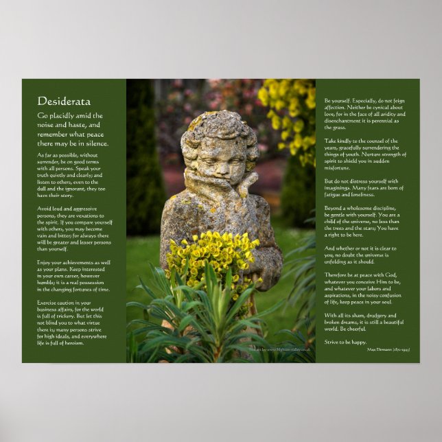 Pôster Desiderata - Menino com Primavera Posy, estátua de (Frente)