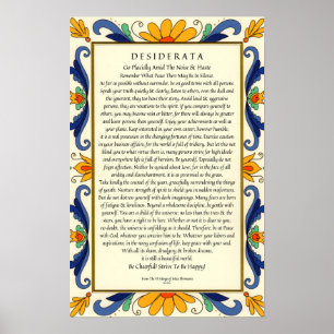 Pôster Desiderata na beira floral do art deco