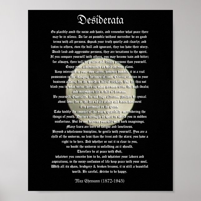 Pôster Desiderata na lua de cheio (Frente)