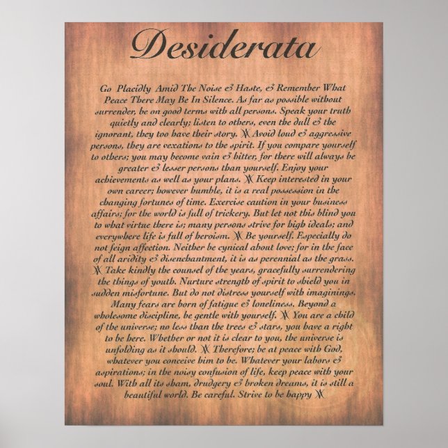 Pôster DESIDERATA on Wood Plank (Frente)