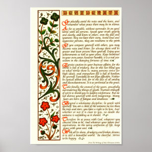 Poster Desiderata Poem by Max Ehrmann Hand Calligraphy