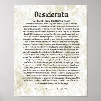 Poster DESIDERATA Poem Max Ehrmann-Medieval Calligraphy