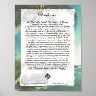 Pôster DESIDERATA Poem=Max Ehrmann=Palm Beach