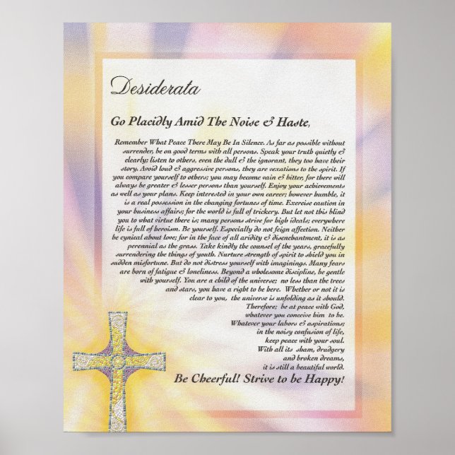 Poster DESIDERATA Poem with Mosaic Cross (Frente)