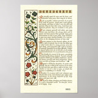 POSTER DESIDERATA por Max Ehrmann= Caligrafia Folh